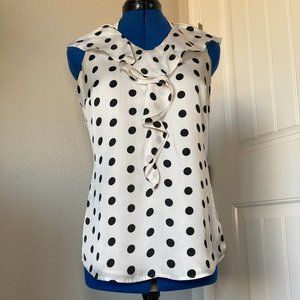 White House Black Market Polka Dot Tie-Neck Blouse - XXS